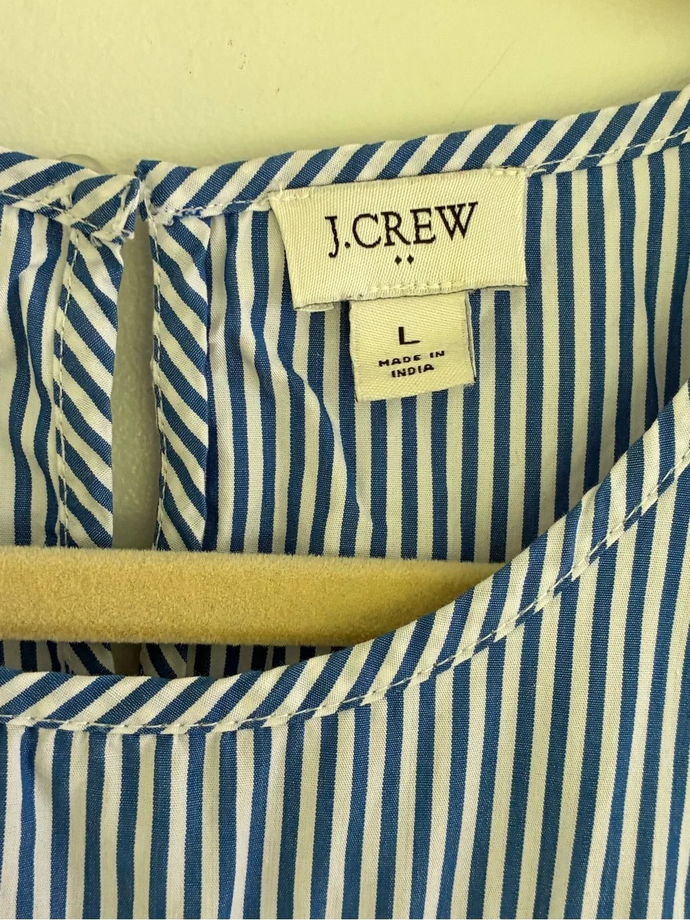 J Crew Striped Puff-Sleeve Blouse in Navy and White Sm